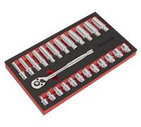 Sealey Ratchet Wrench & Socket Rail Set AK66722 - 25pc 3/8in Sq Drive