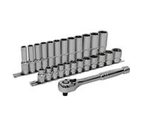 Sealey Ak66722 Ratchet Wrench & Socket Rail Set 25Pc 3/8In Sq Drive