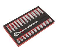 Sealey AK66722 Ratchet Wrench & Socket Set 25pc 3/8"Sq Drive