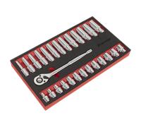 Sealey Ratchet Wrench & Socket Set AK66723 27pc 1/2" Sq Drive Foam Module