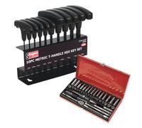 Sealey Ak690 Socket Set 41Pc 1/4 Sq 6Pt Wall Drive + S0466 Hex Key Set 10Pc