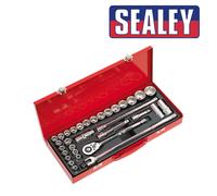 Sealey AK693 Socket Set 32pc 1/2" Sq Drive 6pt WallDrive DuoMetric Ratchet