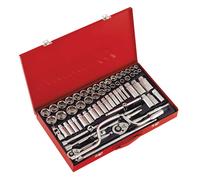 Sealey Socket Set 3/8" & 1/2" Drive Wrench WallDrive Premier DuoMetric 64pc