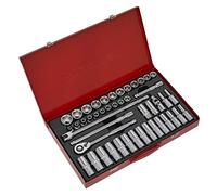 Sealey WallDrive Socket Set 46 Piece 1/2" Square Drive 6pt Metric Socket Set
