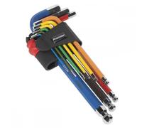 Sealey AK7190 Ball-End Hex Key Set 9Pc Colour-Coded Long Metric