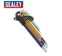 SEALEY AK7191 Ball-End Hex Key Set 9pc Colour-Coded Extra-Long Metric