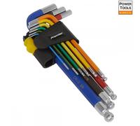 Sealey Allen Key Hex Set Premier AK7197 - 9-piece Anti-Slip Long Ball-End - Imperial
