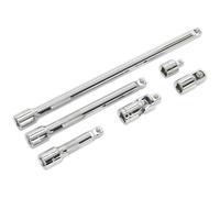 Sealey Wobble/rigid Extension Bar, Adaptor & Universal Joint Set 6Pc 3/8"sq Drive Ak7690