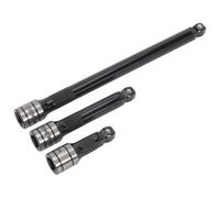 Sealey Extension Bar Set AK7691 - 3-Piece 3/8-inch Sq Drive Wobble/Rigid - Black Series, Silver