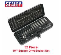 Sealey Socket Set AK7970 32Pc 1/4in Sq Drive 6Pt WallDrive® Metric Black Series