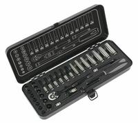 Sealey Socket Set AK7970 32Pc 1/4in Sq Drive 6Pt WallDrive® Metric Black Series