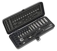 Sealey Socket Set AK7970 32Pc 1/4in Sq Drive 6Pt WallDrive® Metric Black Series