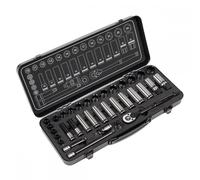 Sealey Socket Set34 Piece 3/8" Square Drive 6PT WallDrive Metric Black Series