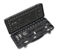 Sealey AK7972 Socket Set 28 piece 1/2" Drive 6pt WallDrive® Metric Black Series