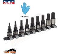 Sealey AK7986 Premier 9 Pce Dr. Metric Allen Key Socket Bit Set Black + Gloves