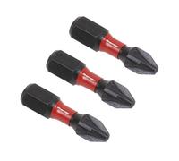Sealey Impact Power Tool Pozi Screwdriver Bits PZ2 25mm Pack of 3
