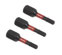Sealey Impact Power Tool Hexagon Screwdriver Bits Hex 3mm 25mm Pack of 3