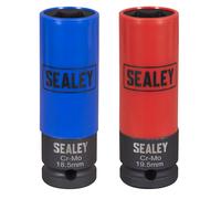 Sealey Alloy Wheel Impact Socket Set 1/2 Drive 2pc 18.5mm 19.5mm FD25
