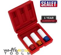 Sealey Alloy Wheel Impact Socket Set 3pc 1/2" Drive 17mm 19mm 21mm Thin Wall
