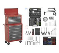 Sealey American Pro 14 Drawer Roller Cabinet and Tool Chest + 239 Piece Tool Kit Red / Grey