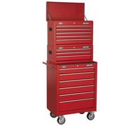 Topchest, Mid-Box & Rollcab 14 Drawer Stack - Red