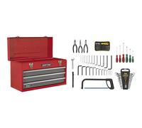 Sealey American Pro 3 Drawer Tool Chest + 93 Piece Tool Kit Red / Grey