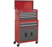 Topchest & Rollcab Combination 6 Drawer with Ball-Bearing Slides- Red