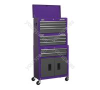 Sealey Topchest, Mid-Box & Rollcab 9 Drawer Stack - Purple - AP2200BBCPSTACK