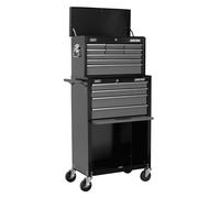 Topchest & Rollcab Combination 13 Drawer with Ball-Bearing Slides - Black/Grey