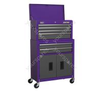 Sealey American PRO® Topchest & Rollcab Combination 6 Drawer - Purple/G