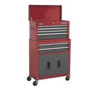 Sealey Ap2200Bb Topchest & Rollcab Combi 6 Drawer Ball Bearing Runners Red/Grey