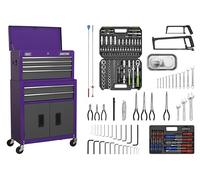 Sealey American PRO® Topchest & Rollcab Combination 6 Drawer with Ball-Bearing Slides - Purple/Grey & 170pc Tool Kit - AP2200COMBOCP