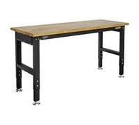 Sealey Ap0617 Superline Pro Black Edition Heavy-Duty Steel Adjustable Workbench With Wooden Worktop 1524mm