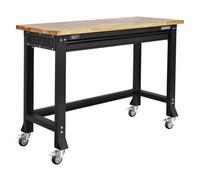 Sealey Ap0619M Superline Pro Black Edition Heavy-Duty Steel Mobile Workbench With Wooden Worktop 1220mm
