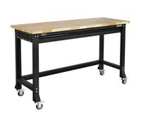 Sealey Ap0620M Superline Pro Black Edition Heavy-Duty Steel Mobile Workbench With Wooden Worktop 1524mm