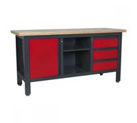 Sealey AP1905B Workstation With 3 Drawers 1 Cupboard & Open Storage