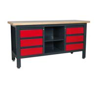 Sealey AP1905D 6 Drawer & Open Storage Workstation