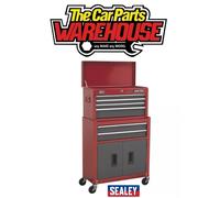 Sealey Topchest & Rollcab Combination 6 Drawer - Red/Grey Tool Storage AP2200BB