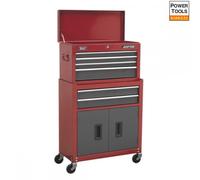Sealey Topchest & Rollcab Combination 6 Drawer - Red/Grey Tool Storage AP2200BB