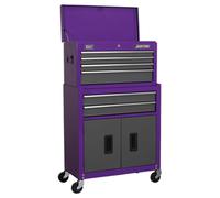 Sealey Topchest & Rollcab Combination AP2200BBCP - 6 Drawer, Ball-Bearing Runners - Purple/Grey