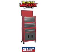 Sealey AP2200BBSTACK Topchest Mid-Box & Rollcab 9 Drawer Stack - Red