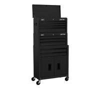Sealey Ap2200Bkstack American Pro Topchest, Mid-Box Tool Chest & Rollcab Stack 9 Drawer - Black
