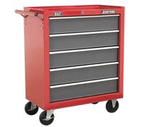 Sealey AP22505BB Roll Cab Tool Box Chest Ball Bearing Runners 5 Drawer Red/Grey