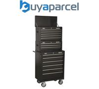 Sealey AP22BSTACK Topchest Mid-Box & Rollcab 14 Drawer Stack - Black