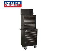 Sealey AP22BSTACK Topchest Mid-Box & Rollcab 14 Drawer Stack - Black