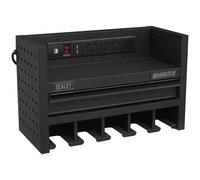 Sealey AP22SRBE Power Tool Storage Rack 560mm with Drawer & Power ...