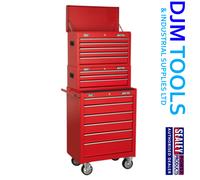Sealey AP22STACK Topchest, Mid-Box & Rollcab 14 Drawer Stack - Red