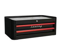 Sealey AP28102BR Mid-Box 2 Drawer Retro Style - Black With Red Anodised Drawer Pulls