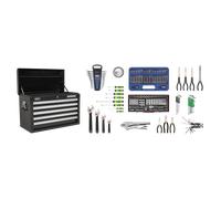 Sealey Ap33059Bcombo Topchest 5 Drawer Bearing Runners Black & 138Pc Tool Kit