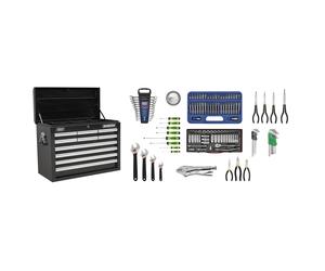 Sealey AP33109BCOMBO Topchest 10 Drawer (Black) With 140 Piece Tool Kit